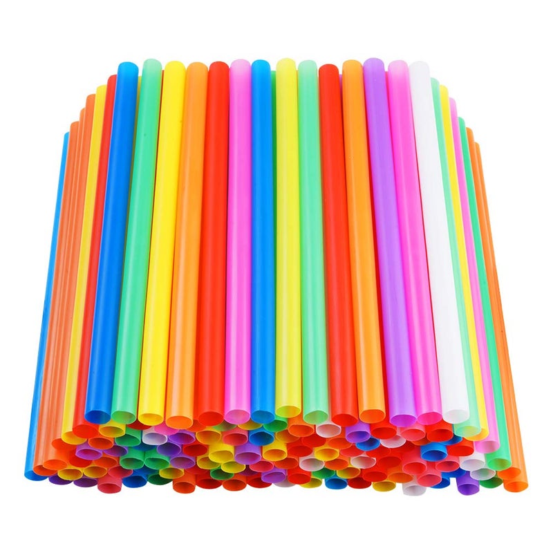 CVNDKN 200 PCS Jumbo Smoothie Straws,Colorful Disposable Plastic Large Wide-mouthed Milkshake Straw (0.43" Diameter and 8.2" long) 8 colors mixed - Image 1